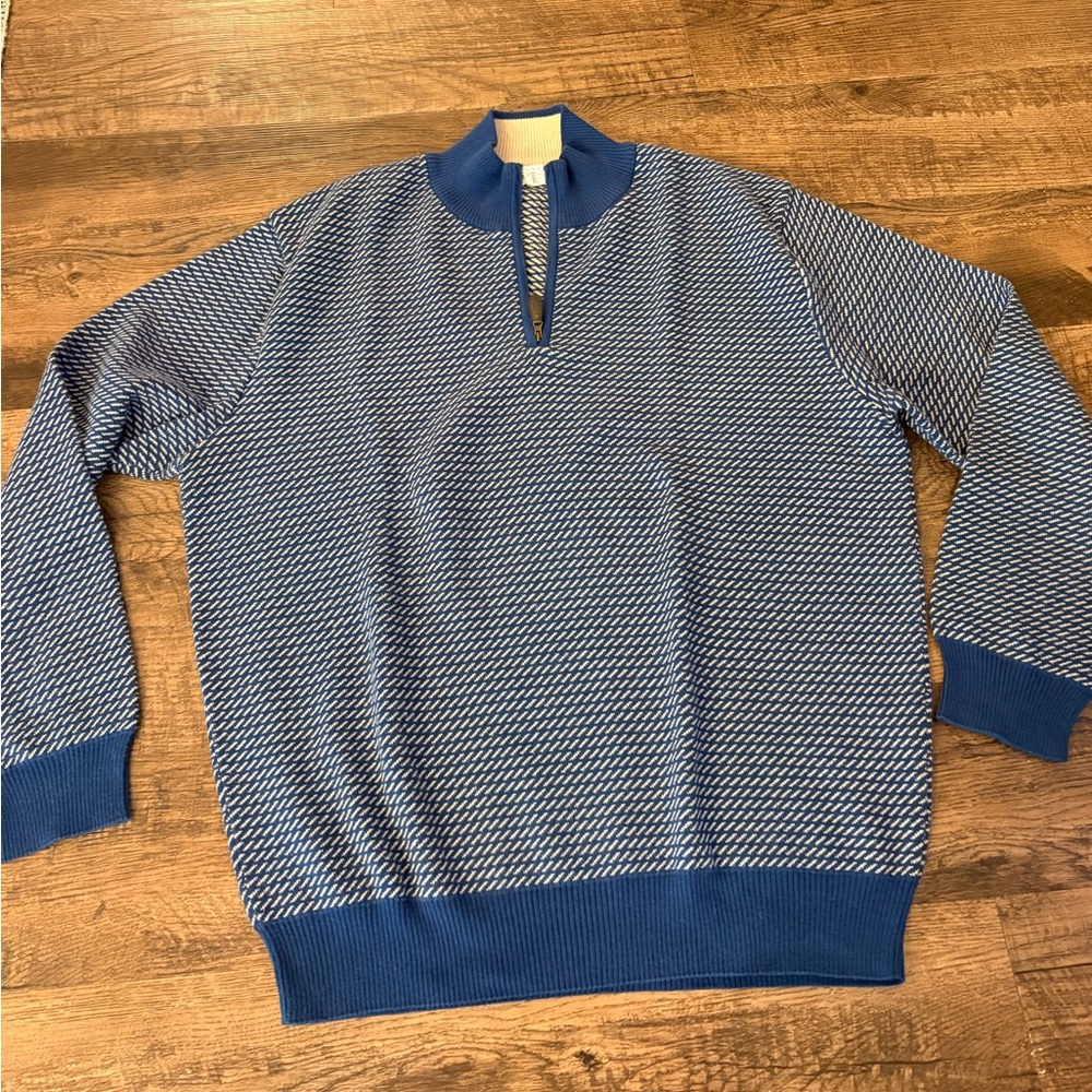 Men's Blue Patterned Zip-Up Sweater